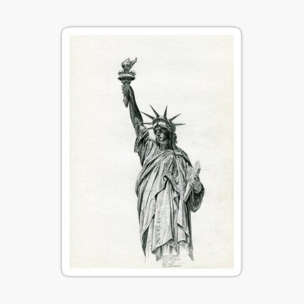 Lady Liberty and her Torch, study in pencil Sticker