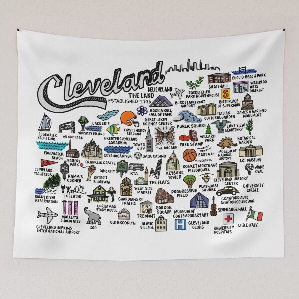 Item preview, Cleveland Ohio Map Art designed and sold by fiberandgloss.