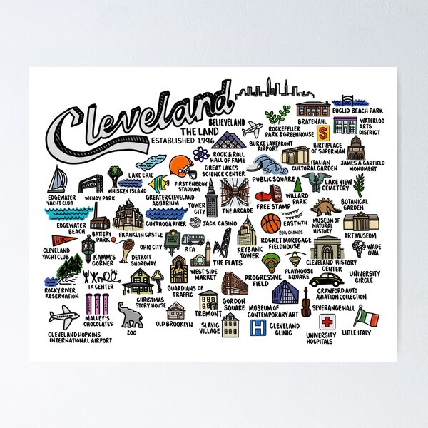 Item preview, Cleveland Ohio Map Art designed and sold by fiberandgloss.