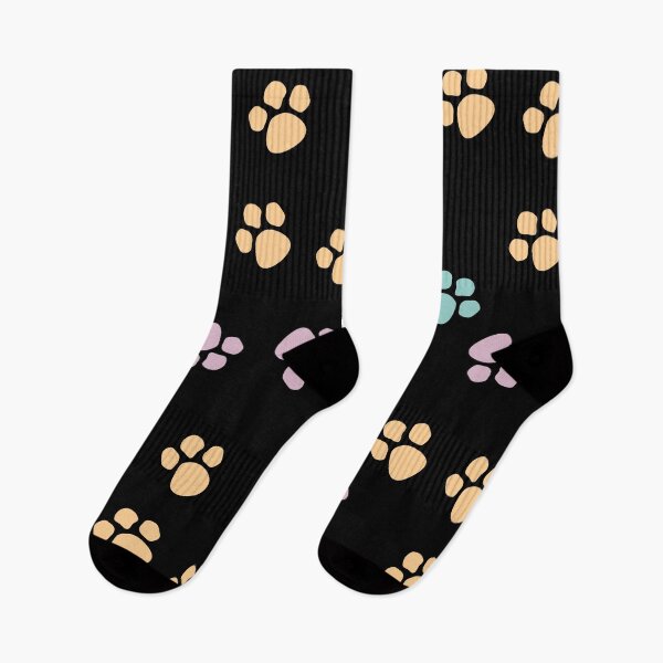 Item preview, Colorful Pet Paws Pattern On Black Background designed and sold by TheCatmeow2000.