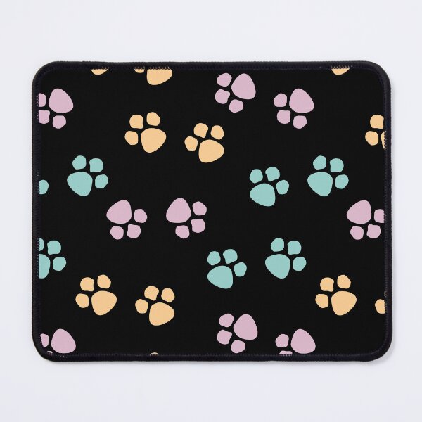 Item preview, Colorful Pet Paws Pattern On Black Background designed and sold by TheCatmeow2000.