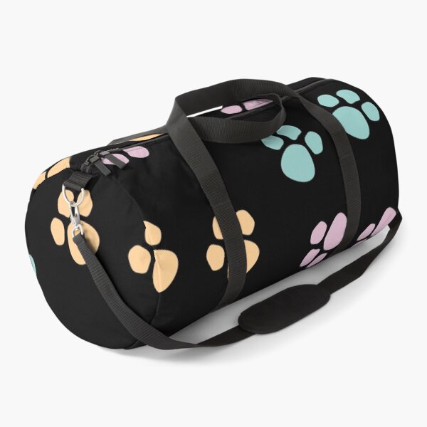 Item preview, Colorful Pet Paws Pattern On Black Background designed and sold by TheCatmeow2000.