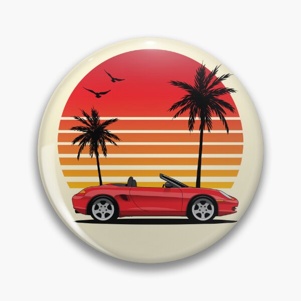 Item preview, Porsche 986 Boxster classic sunset beach illustration red designed and sold by blackdogshop.