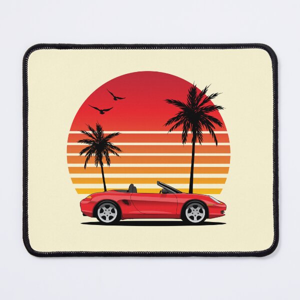 Item preview, Porsche 986 Boxster classic sunset beach illustration red designed and sold by blackdogshop.