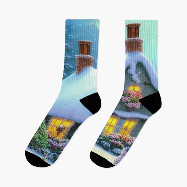 Item preview, Magical Fantasy Cottage with Lights In A Snowy Scene, Scenery Nature designed and sold by NatureFood.