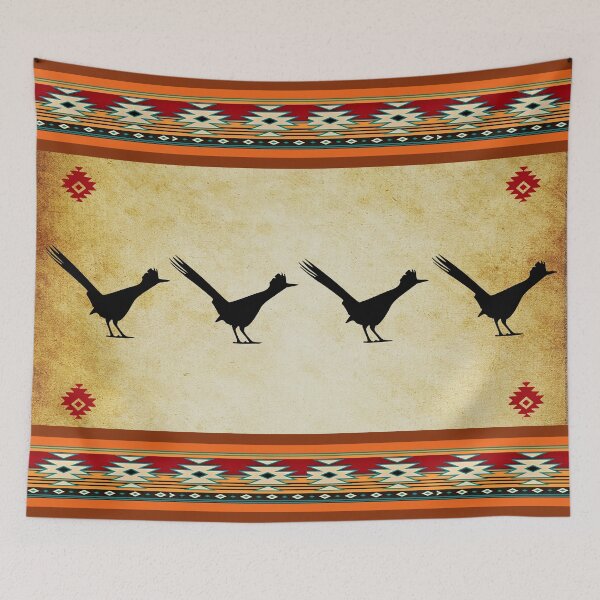 Item preview, Roadrunner Tribal Pattern In Terracotta And Blues    designed and sold by handsoftime2020.
