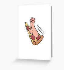 Penis Pizza - Flying (light) Greeting Card