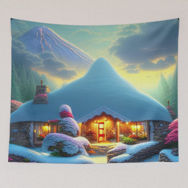 Item preview, Magical Fantasy Cottage with Lights In A Snowy Scene, Scenery Nature designed and sold by NatureFood.
