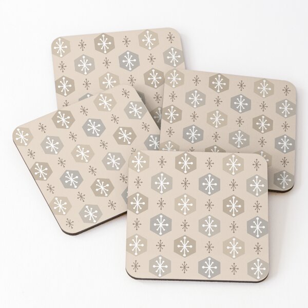 Item preview, Retro Christmas Snowflakes Taupe designed and sold by thepixelgarden.