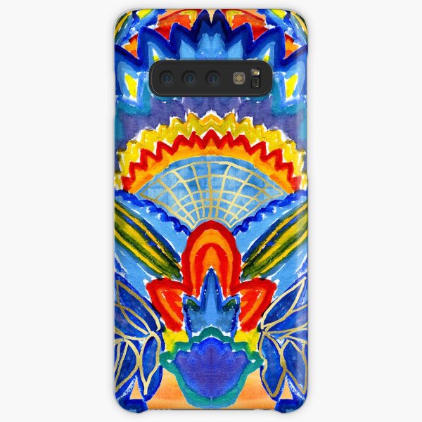Hand-Painted Abstract Botanical Pattern Brilliant Blue Orange Samsung Galaxy Snap Case