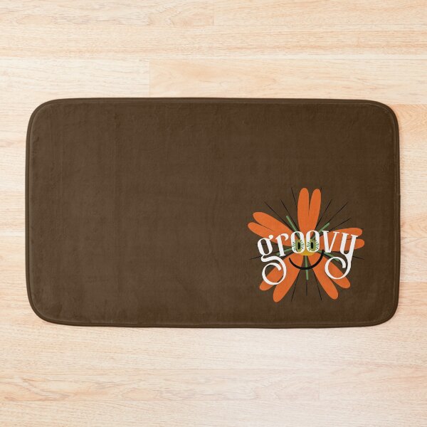 Item preview, Groovy Orange Flower with Smiley Face Design in Brown for retro lovers, and cool people designed and sold by tranquilbeach.