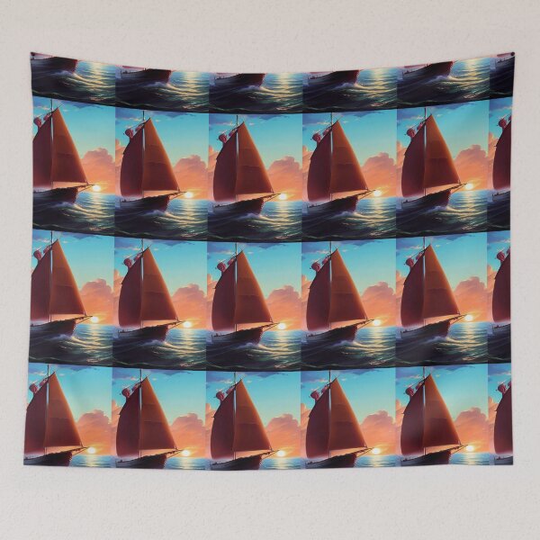Item preview, OUTWARD BOUND FISHING SAILBOAT AT SUNRISE designed and sold by sailorsam1805.