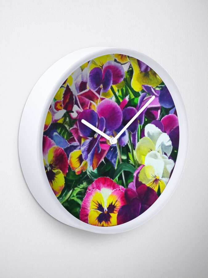 Reloj «Pensamientos, Flores, Flor, Verano, Solar, Jardín, Feliz, Botánico,  Lindo» de losamarina | Redbubble