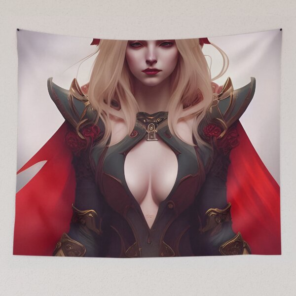 Item preview, Beautiful Blonde Vampire Warrior Knight Red Armor Seductress Dark Artwork designed and sold by Eliteijr.