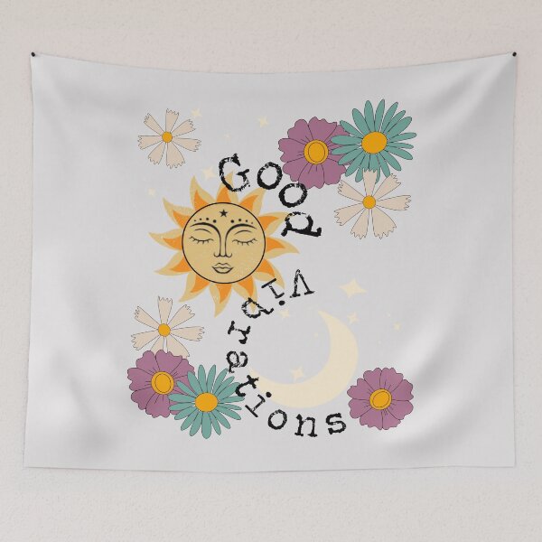 Item preview, Cute Good Vibrations Boho Sun Moon Stars Flowers Positive Energy  designed and sold by goodprana3891.