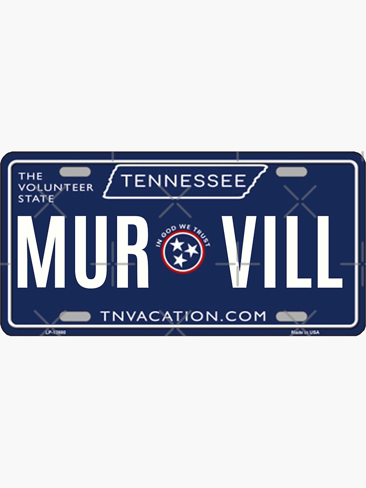 "Maryville Tennessee License Plate (MUR VILL)" Sticker for Sale by