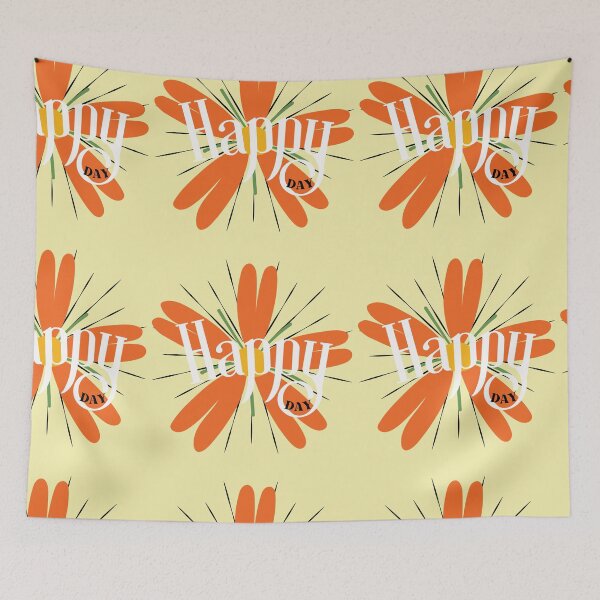 Item preview, Happy Day Orange Groovy Flower for retro lovers, and cool and happy people on yellow designed and sold by tranquilbeach.