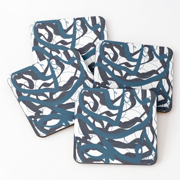 Item preview, Blue Ocean Waves Scribble Doodle Marker Art Aqua Aquatic Abstract Minimalist Lines Squiggle designed and sold by hopecope.