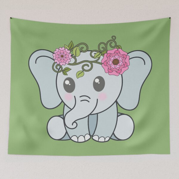 Item preview, Cute Baby Elephant with a flower crown designed and sold by Alondra.