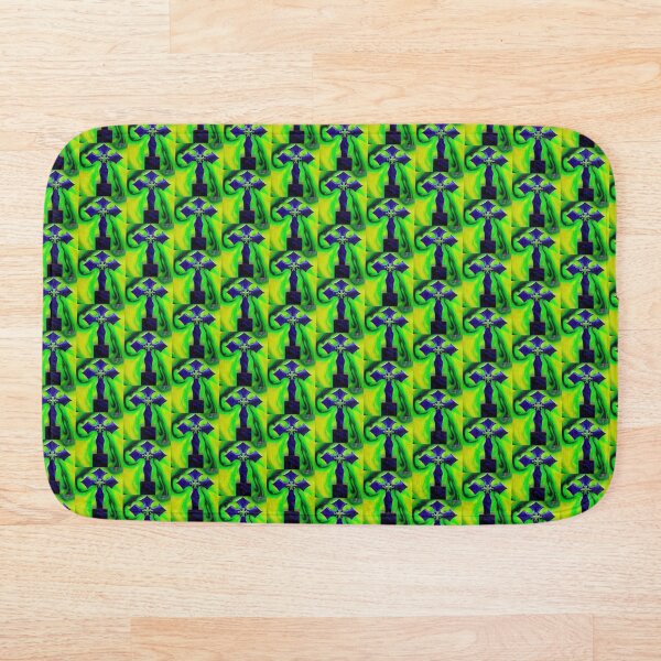 Item preview, Christian Cross Blue Marble with Marbled Green Yellow background designed and sold by deniselynnimage.