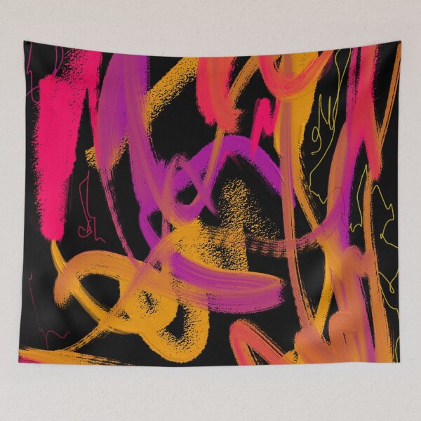 Item preview, Neon Bright Pink Orange Purple Abstract Oil Painting Minimalist Modern  designed and sold by hopecope.