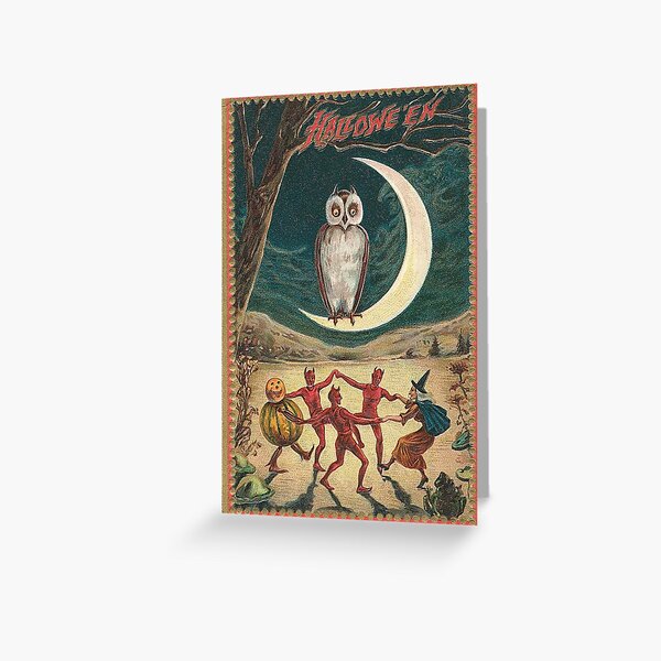 Vista previa del artículo con la obra «Vintage Halloween Greeting Cards Carteles clásicos», diseñado y vendido por ⭐⭐⭐⭐⭐ Art Geeky.
