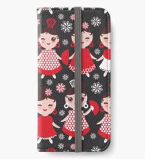 Flamenco dancers on black iPhone Wallet/Case/Skin