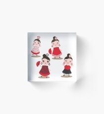 Flamenco dancers on black Acrylic Block