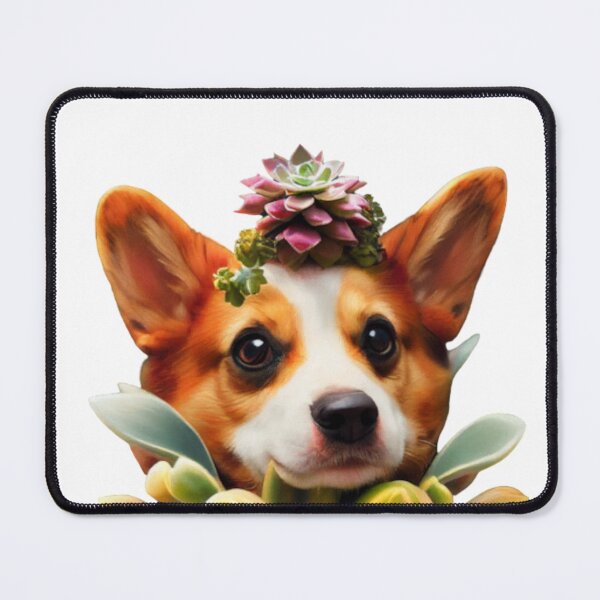 Item preview, Corgi blossoming succulent designed and sold by Paint-of-Heart.