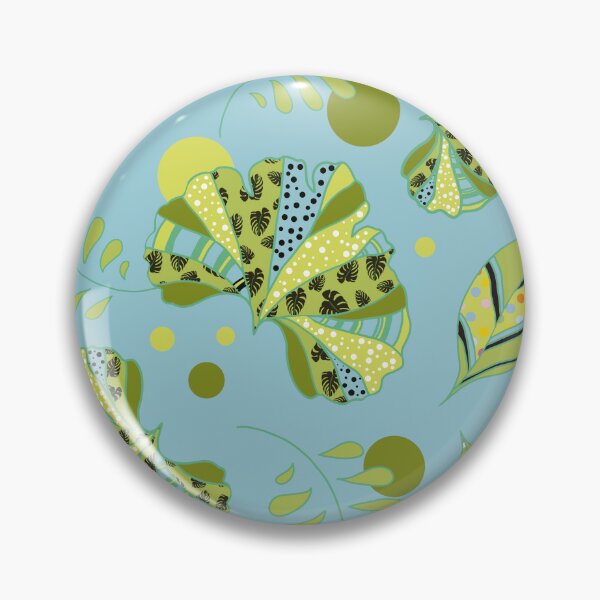 Item preview, Green Leaf Pattern on Blue designed and sold by MausieDesigns.