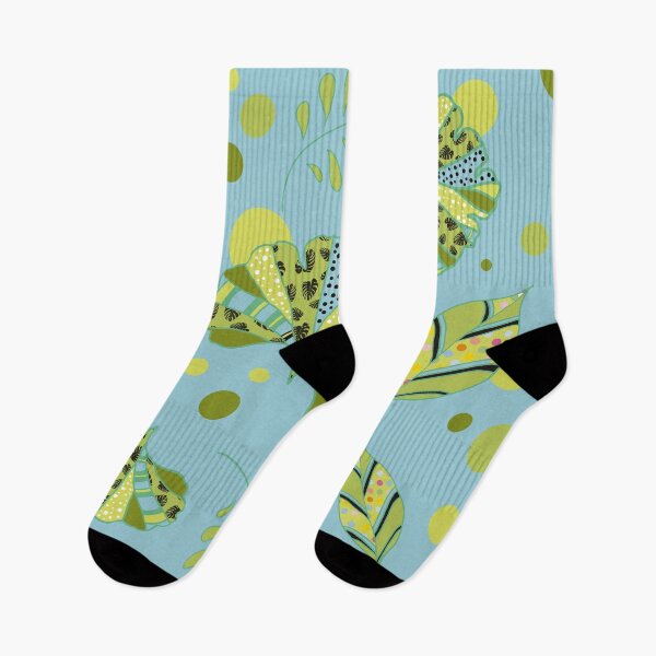 Item preview, Green Leaf Pattern on Blue designed and sold by MausieDesigns.