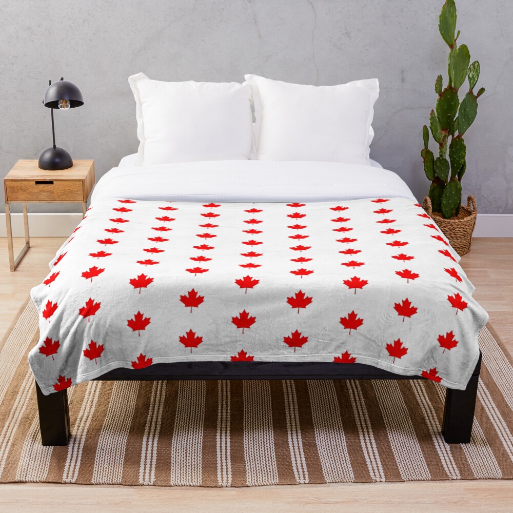 "Canadian Canuck Maple Leaf Flag Bedspread Duvet Pillow Inverse" Throw
