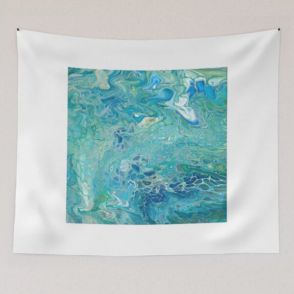 Item preview, Paint pour marbled turquoise blues designed and sold by kittyvdheuvel.