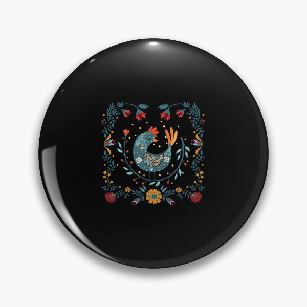 Item preview, rooster bird folk art scandinavian folk floral ornate frame mounir khalfouf transparent designed and sold by ezhilboamp.
