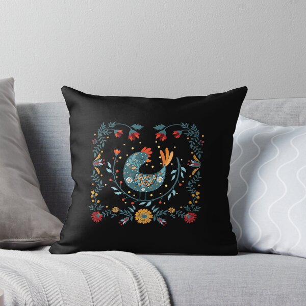 Item preview, rooster bird folk art scandinavian folk floral ornate frame mounir khalfouf transparent designed and sold by ezhilboamp.
