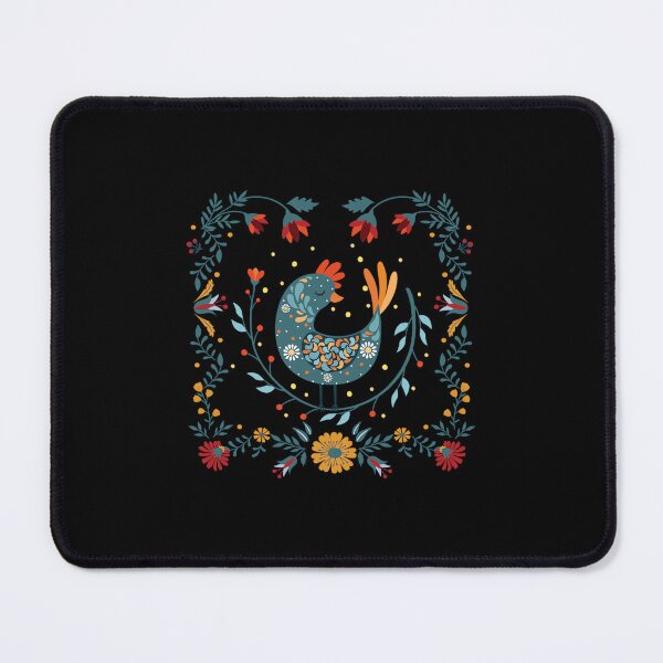 Item preview, rooster bird folk art scandinavian folk floral ornate frame mounir khalfouf transparent designed and sold by ezhilboamp.