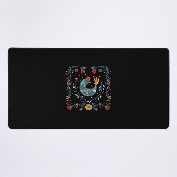 Item preview, rooster bird folk art scandinavian folk floral ornate frame mounir khalfouf transparent designed and sold by ezhilboamp.