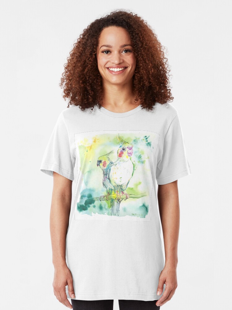 Alternate view of Cockatiel Pairing Slim Fit T-Shirt