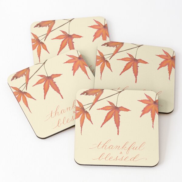 Item preview, Autumn Maple Leaf in Cream Background with Thankful Letter Large designed and sold by Mina Sakatani.