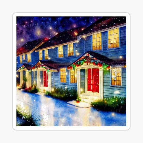 Item preview, Christmas Townhomes Decorated for the Season designed and sold by Mika Hutton.