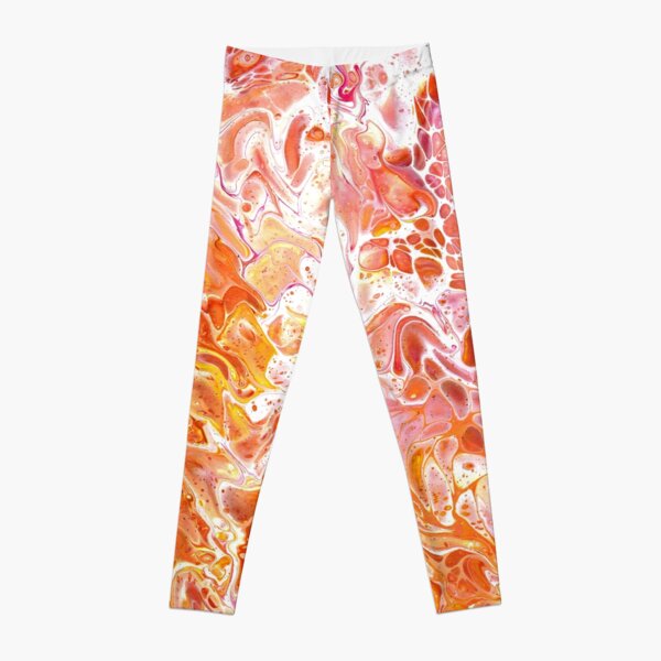 Orange fluid art - paint pour - abstract Leggings