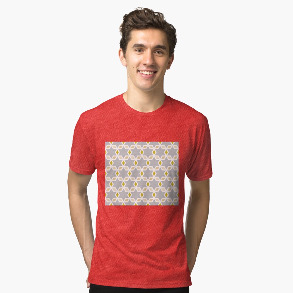 Geometric Pattern: Hexagon Star Diamond: Grey Tri-blend T-Shirt