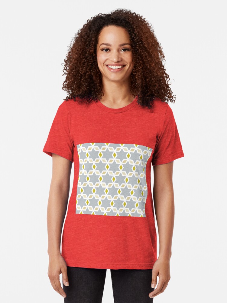 Alternate view of Geometric Pattern: Hexagon Star Diamond: Grey Tri-blend T-Shirt