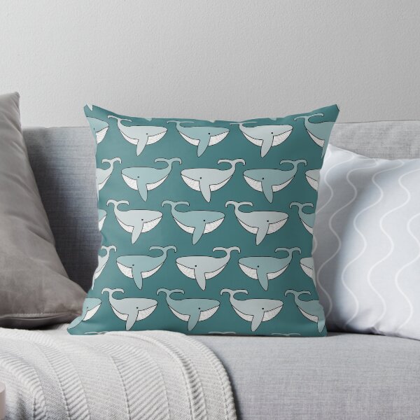 Cute Whales are Happy Whales Throw Pillow