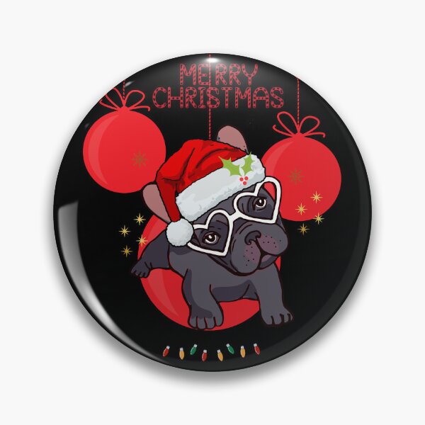 Item preview, Merry Woofmas, Illustration of a French Bulldog with a cute Christmas hat, surrounded by cute red Christmas ornaments. designed and sold by Malogue.