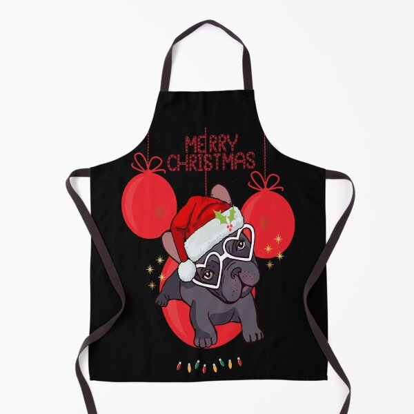 Item preview, Merry Woofmas, Illustration of a French Bulldog with a cute Christmas hat, surrounded by cute red Christmas ornaments. designed and sold by Malogue.