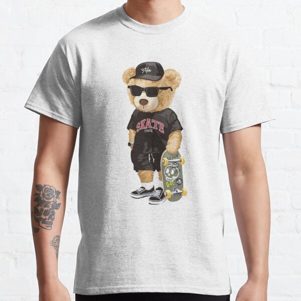 Shein Teddy Bear Basketball Never Give Up Solid T-Shirt Brown