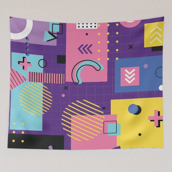 Item preview, Memphis Synth Purple Pattern designed and sold by MaiZephyr.