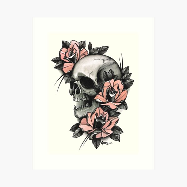 Item preview, Skull and Roses designed and sold by GuruTattoo.