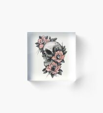 Bloque acrílico Calavera y rosas